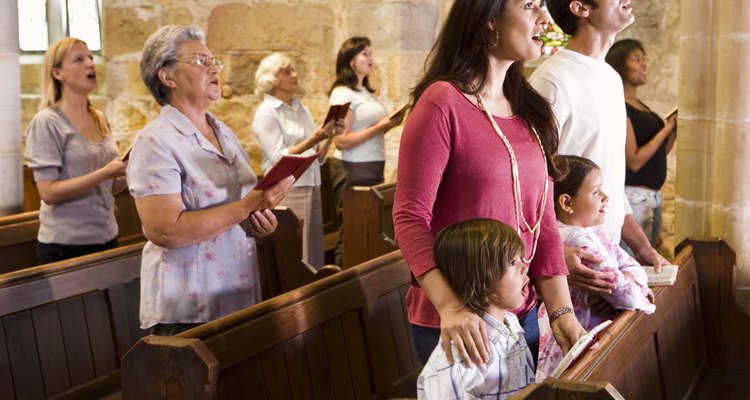 People singing in church