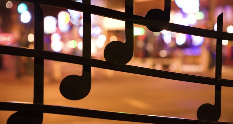 Musical notes on window on Beale Street, Memphis