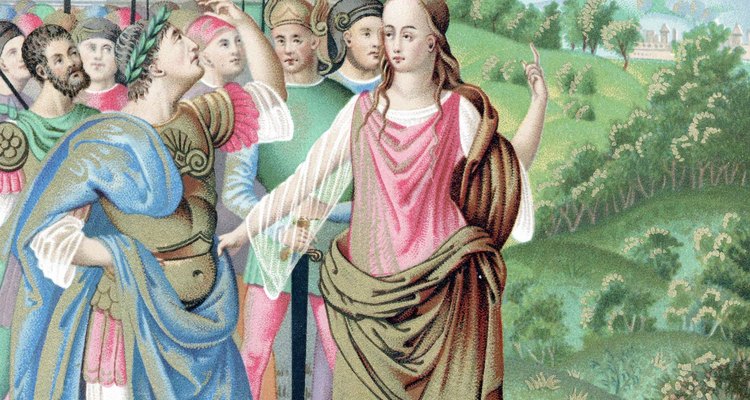 Roman women dressed in flowing stolas and pallas in many colours.