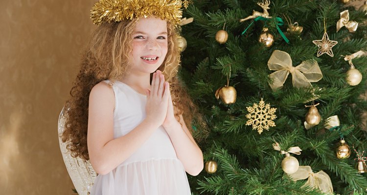 Girl dressed as an angel at Christmas