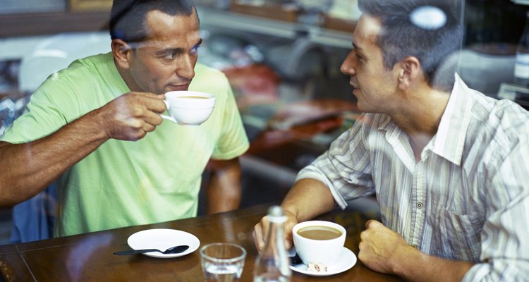 Men in restaurant with coffee