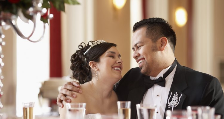 Bride and groom at a wedding reception