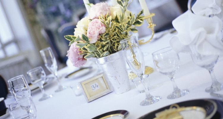 Table at wedding reception, close-up