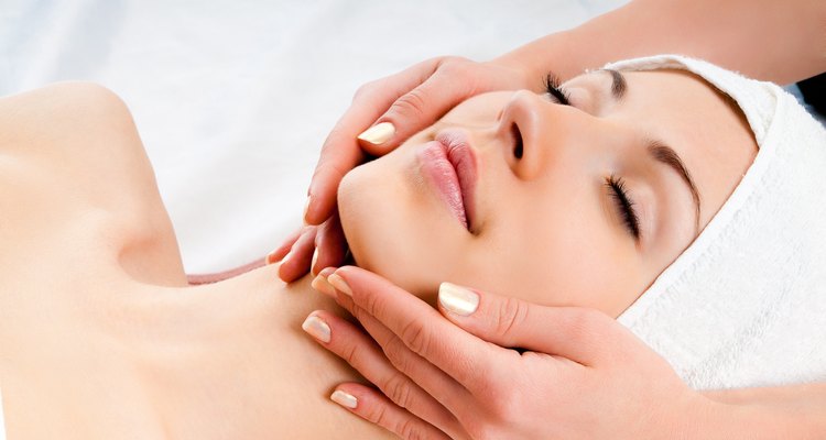 woman receiving facial massage