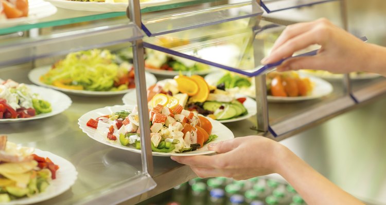 Buffet self service canteen display fresh salad