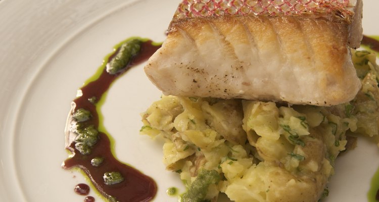 Red snapper, colcannon potatoes, wine syrup & coriander pesto