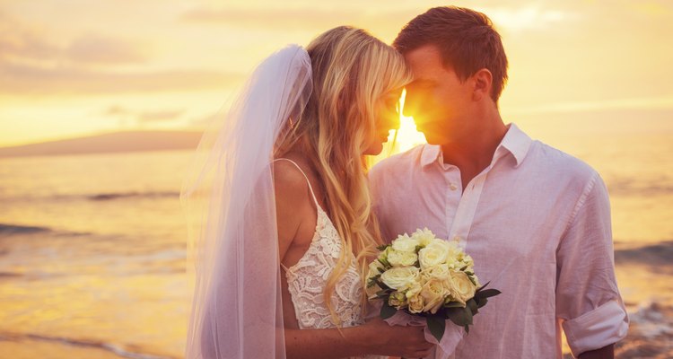 Bride and Groom, Enjoying Amazing Sunset