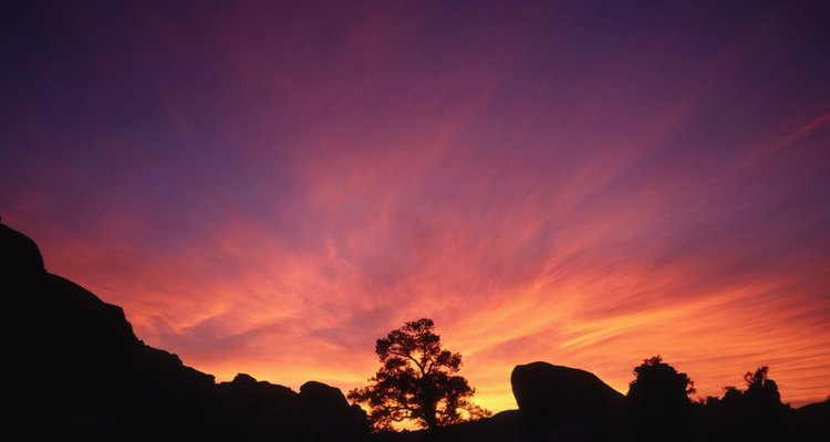 Campamento en los grandes espacios abiertos cerca del Monumento Nacional Joshua Tree.