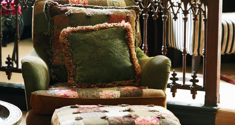 Footstool with seamed corners and piping trims.