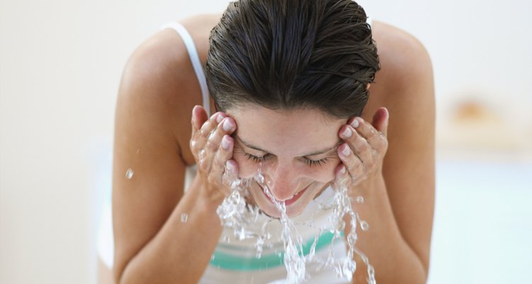 Front view of a woman washing her hair