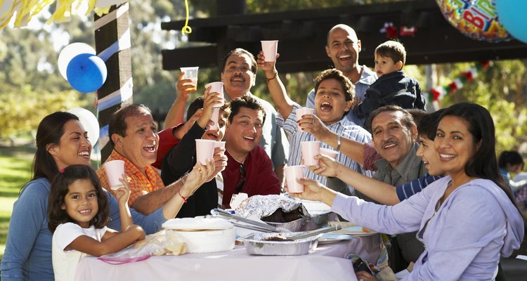 Extended family having party in park