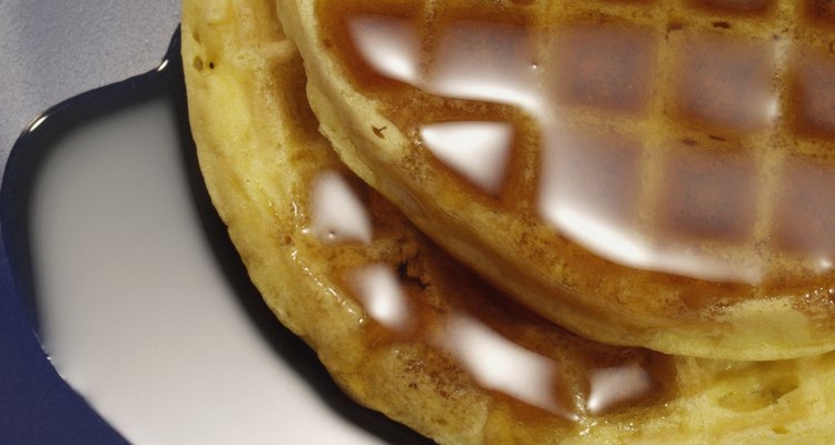 Close-up of pancakes with maple syrup