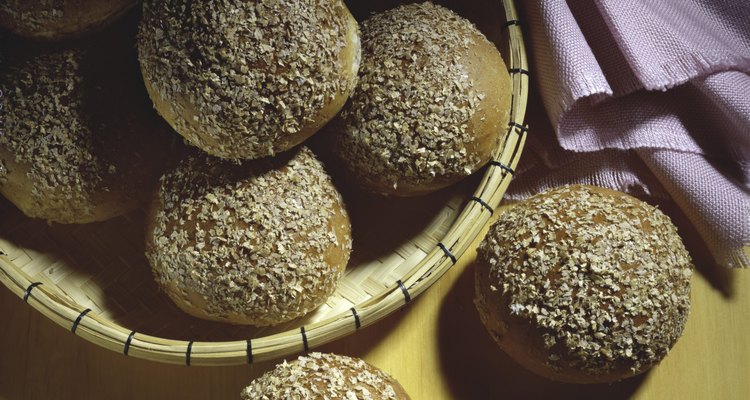 Close-up of bread buns in a basket