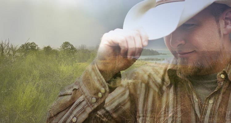 Digital composite of cowboy and coastline