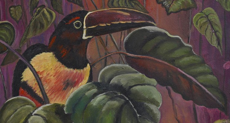A base colour is used to create the colour of the bird's environment in most paintings.