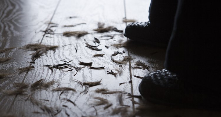 Hair on floor with feet