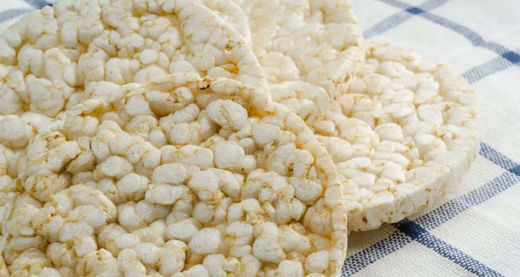 rice cake, puffed rice on table cloth