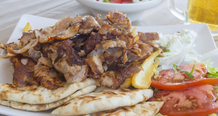 Chicken gyros in a plate offset