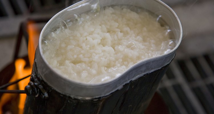 Pot of rice, close up