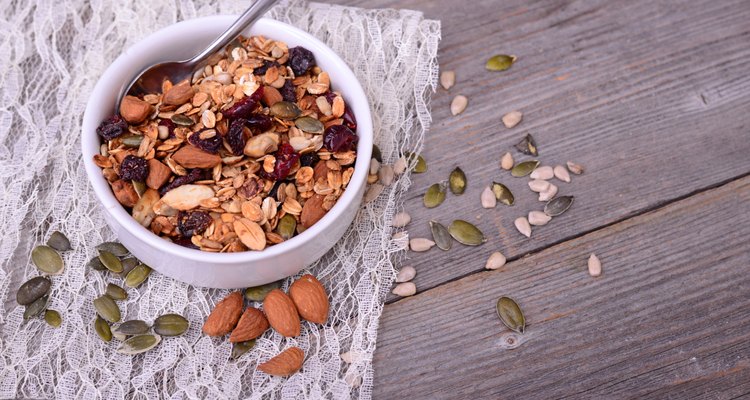 Granola from several types of cereals with nuts