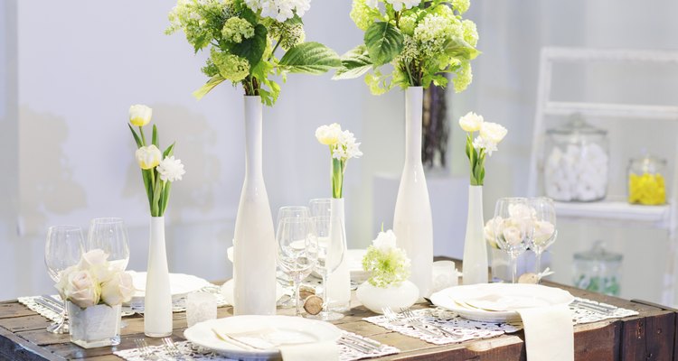 Elegant table set in for wedding or event party.