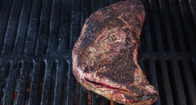 Tri tip grilling on a barbecue