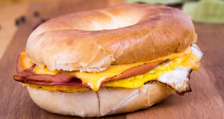 Ham Cheese and Egg Breakfast Bagel Sandwich