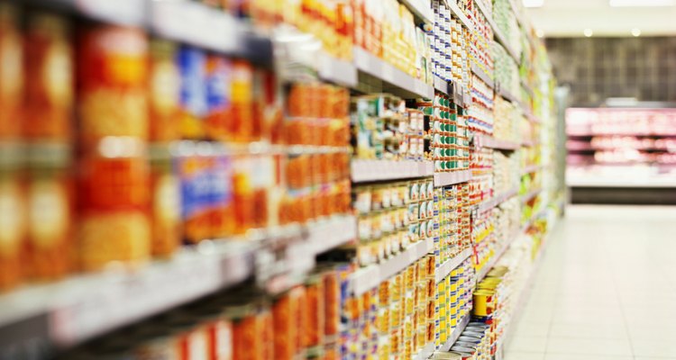 shelves in a supermarket