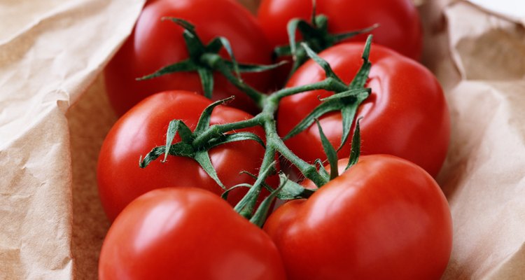 Vine tomatoes in paper bag