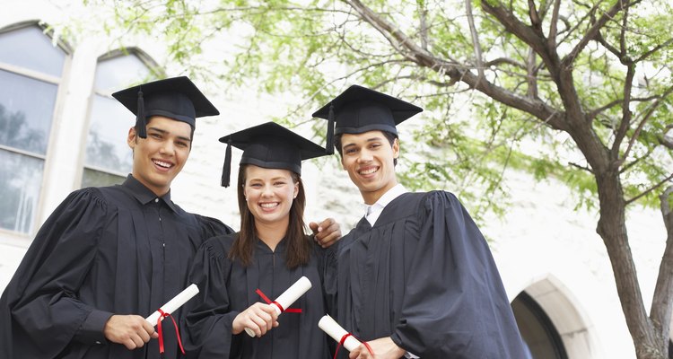 Men and woman in graduation cap and gown