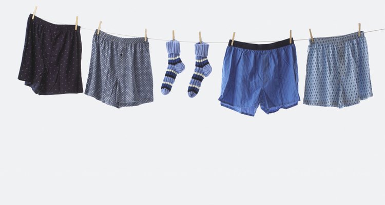 Boxers and socks hanging on clothesline