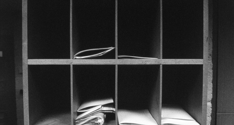Pigeon hole shelving.