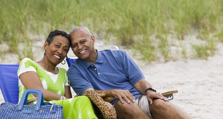 Couple posing on beach