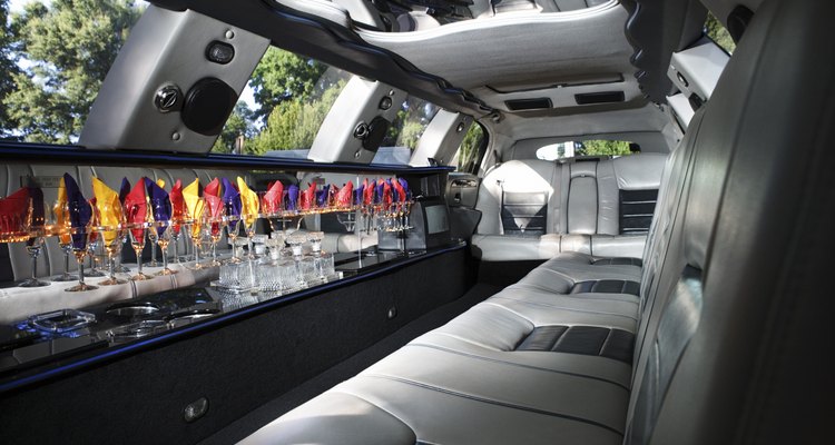 Interior of limousine with wet bar