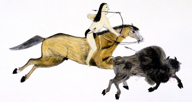 La visión de un artista sioux sobre la caza del bisonte.