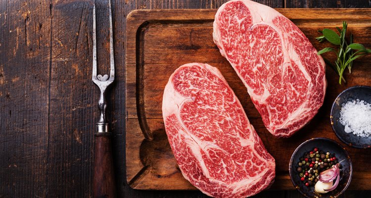 Two Raw fresh marbled meat Steak Ribeye
