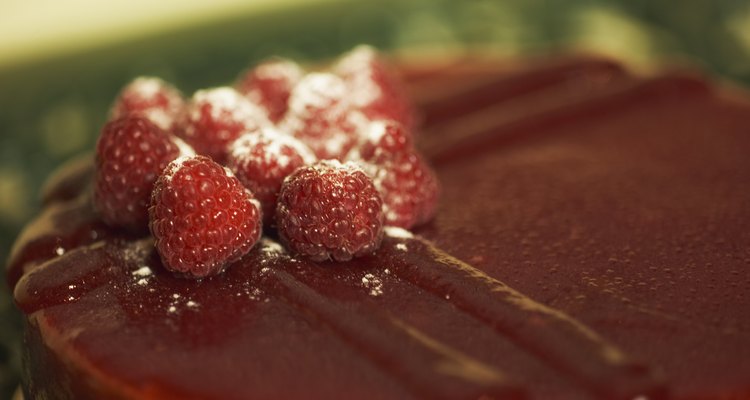 Chocolate ganache cake with raspberries