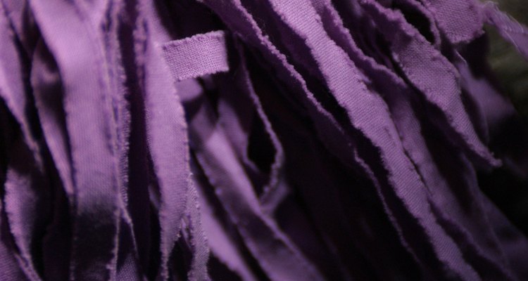 Shreds of purple fabric