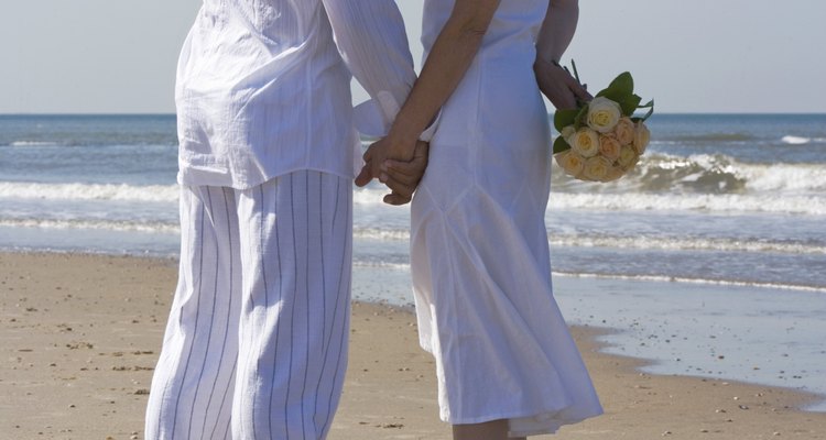 Couple kissing on a beach