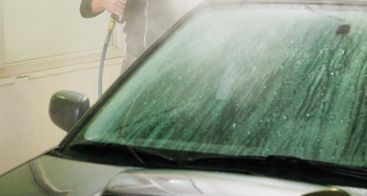 Use a pressure washer to make quick work of your dirty convertible top.
