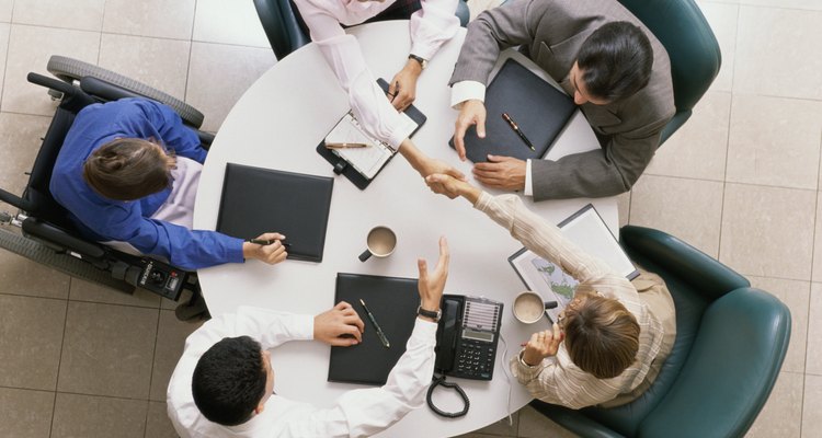 High angle view of business executives in a meeting