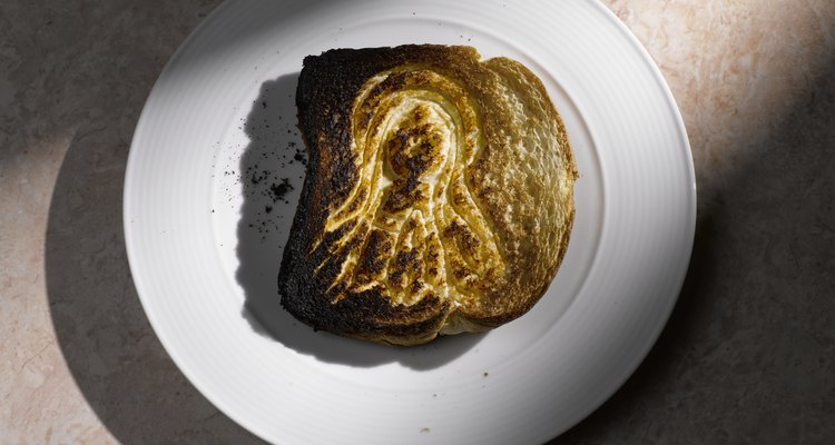 Icon of the Virgin Mary on burnt toast