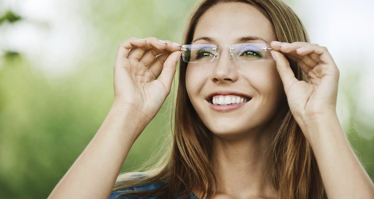 portrait charming young woman glasses