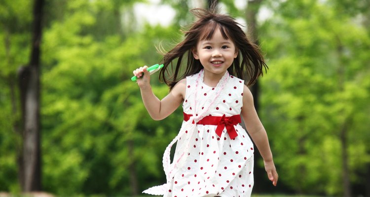 A girl playing outside