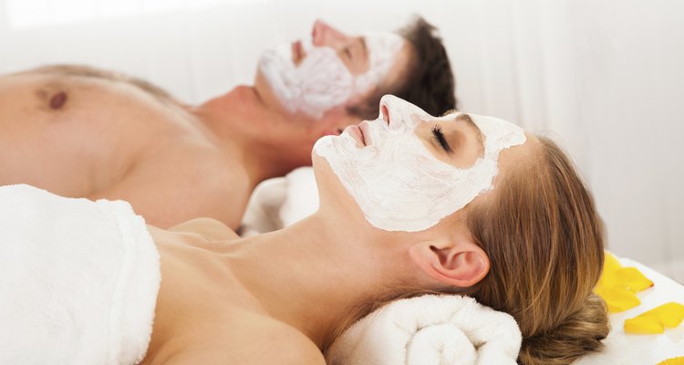 Man and woman in face masks