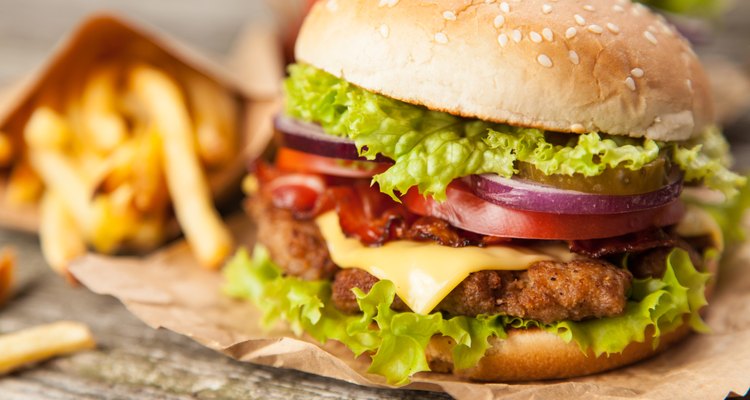 Delicious hamburger and fries