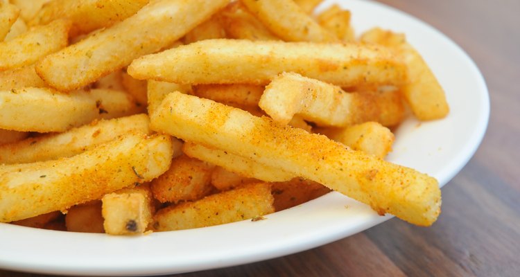 Close up of golden spice french fries