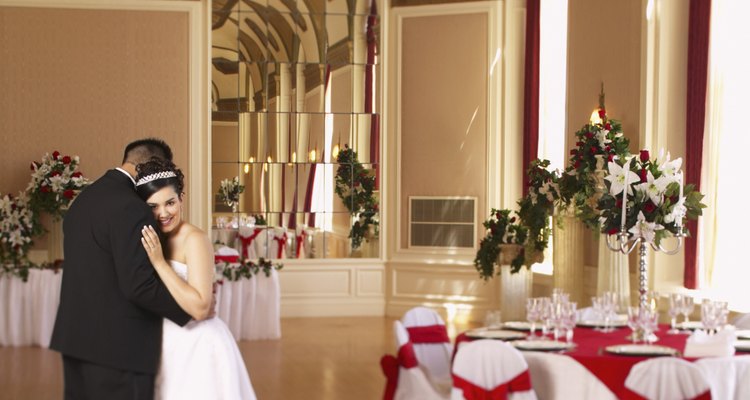 Bride and groom dancing