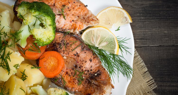 Grilled salmon steak