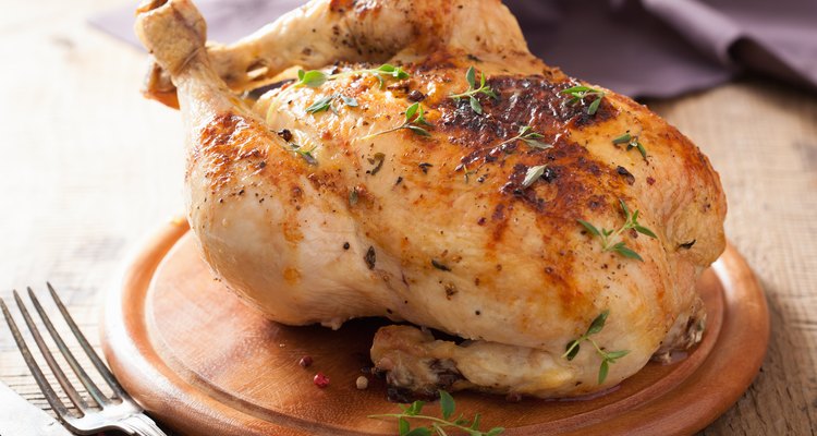 whole roasted chicken with pepper and thyme